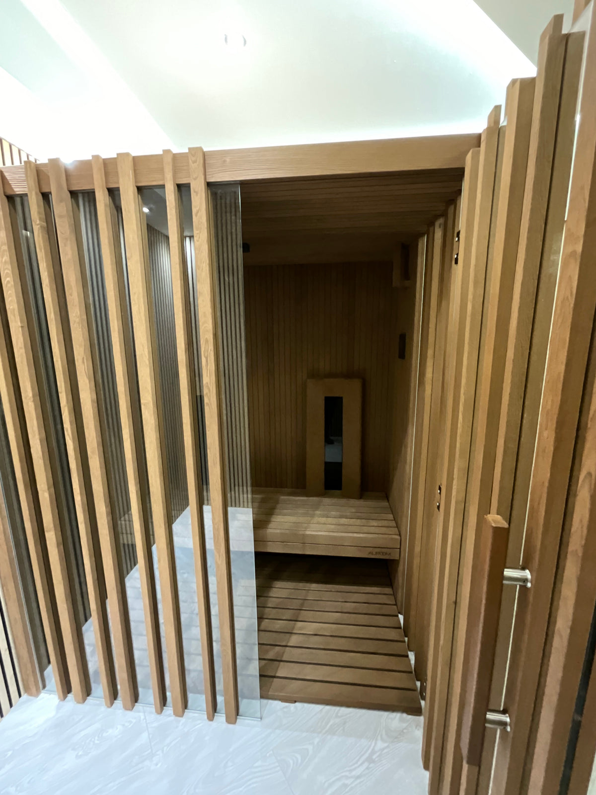 Internal timber lining, seating and infrared heating equipment