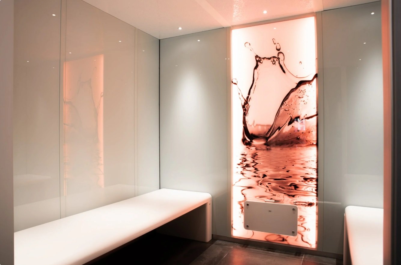 Tiled steam room interior